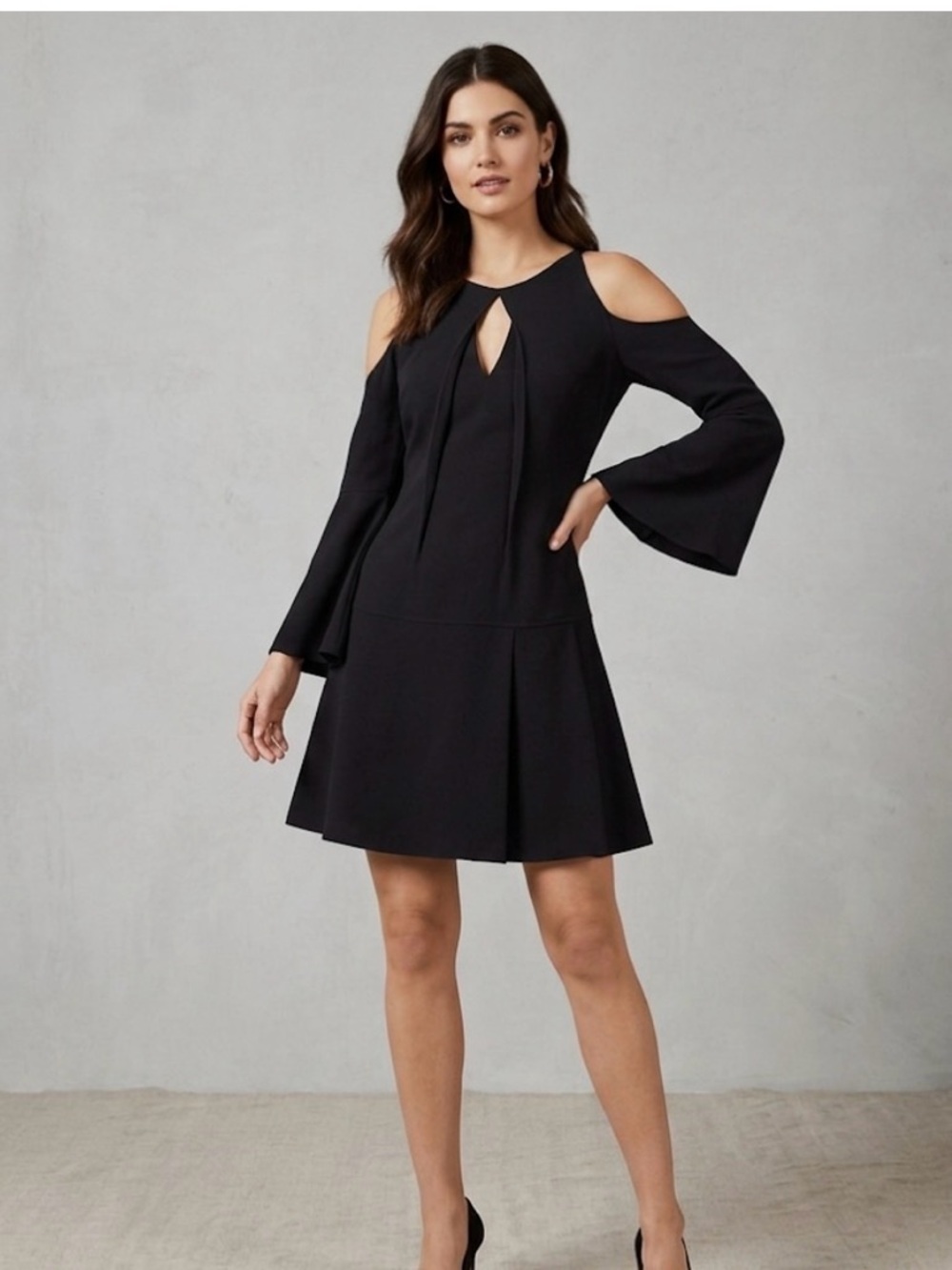 Elegant Black Cold Shoulder Dress